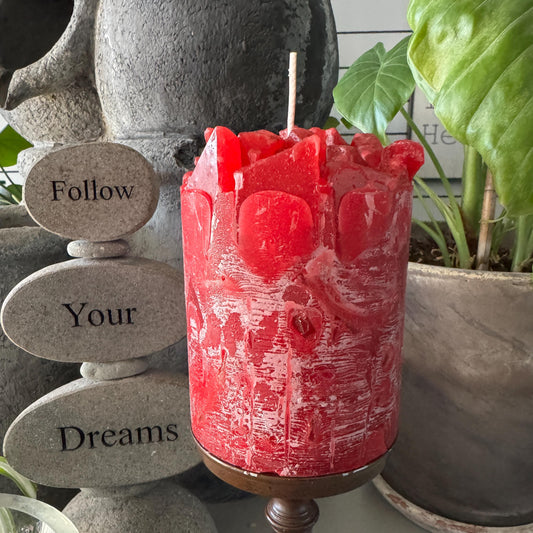 Candy Apple Red Relaxing Scented Pillar Candle