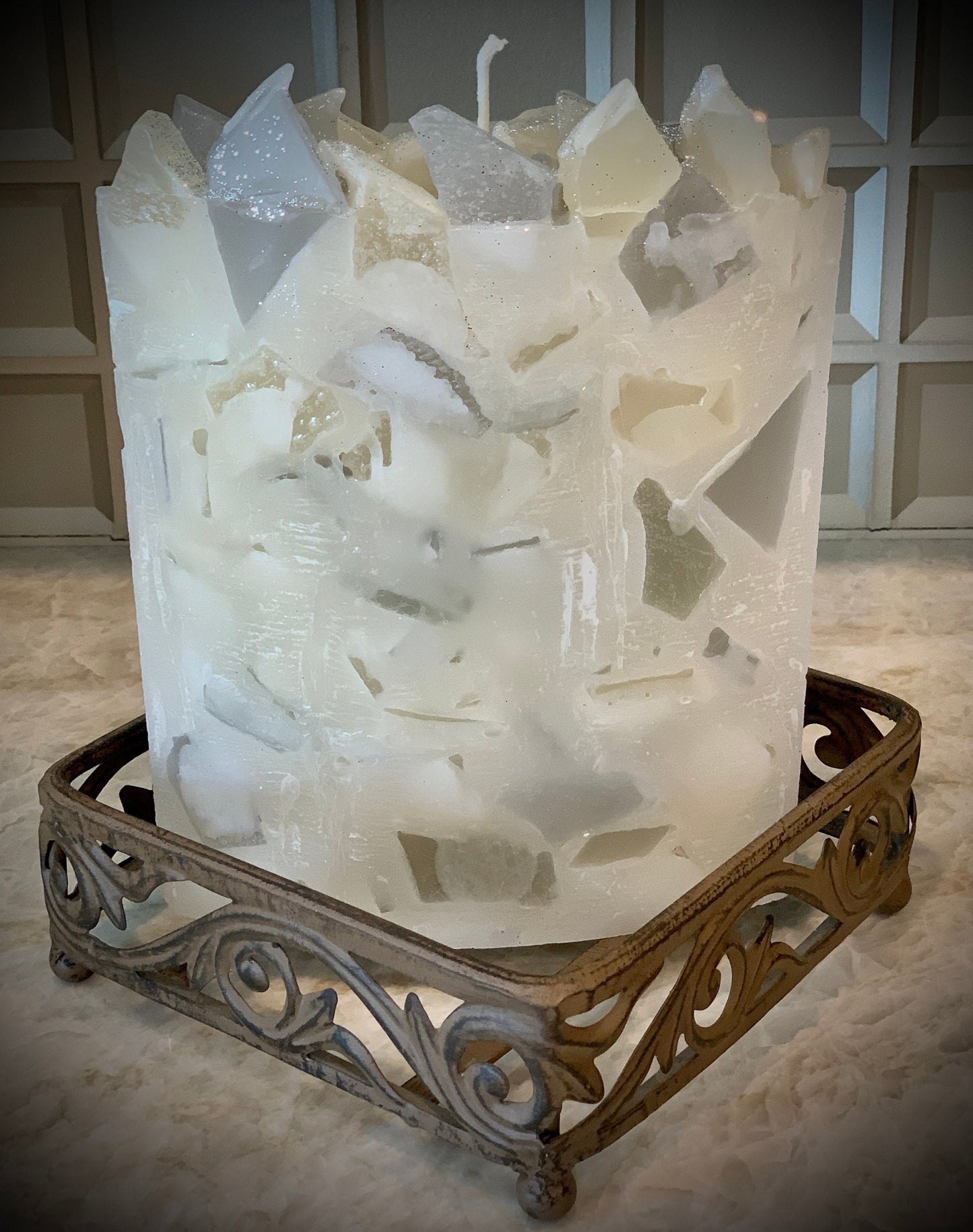 Mae's Bouquet Ivory Floral Scented Pillar Candle