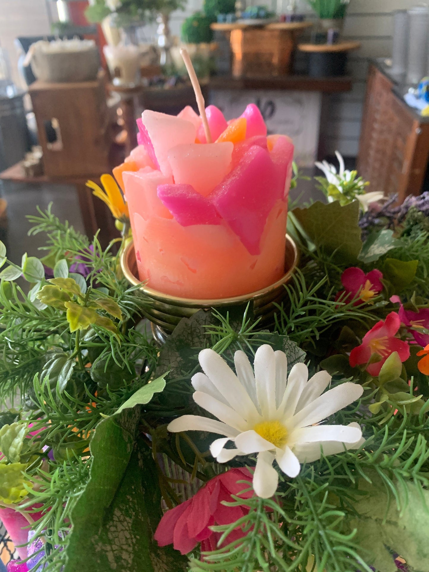 Fruity Flamingo Coral Peach & Mango Scented Pillar Candle
