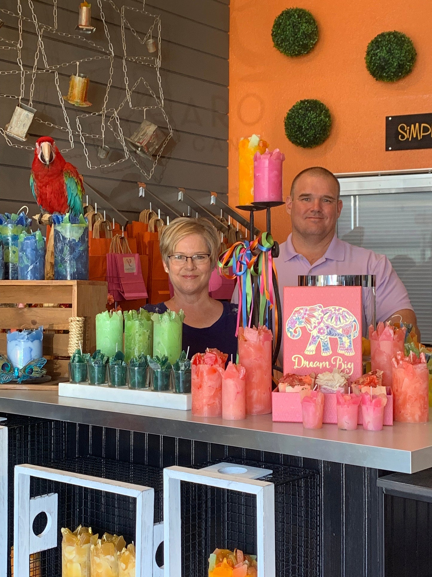 Fruity Flamingo Coral Peach & Mango Scented Pillar Candle
