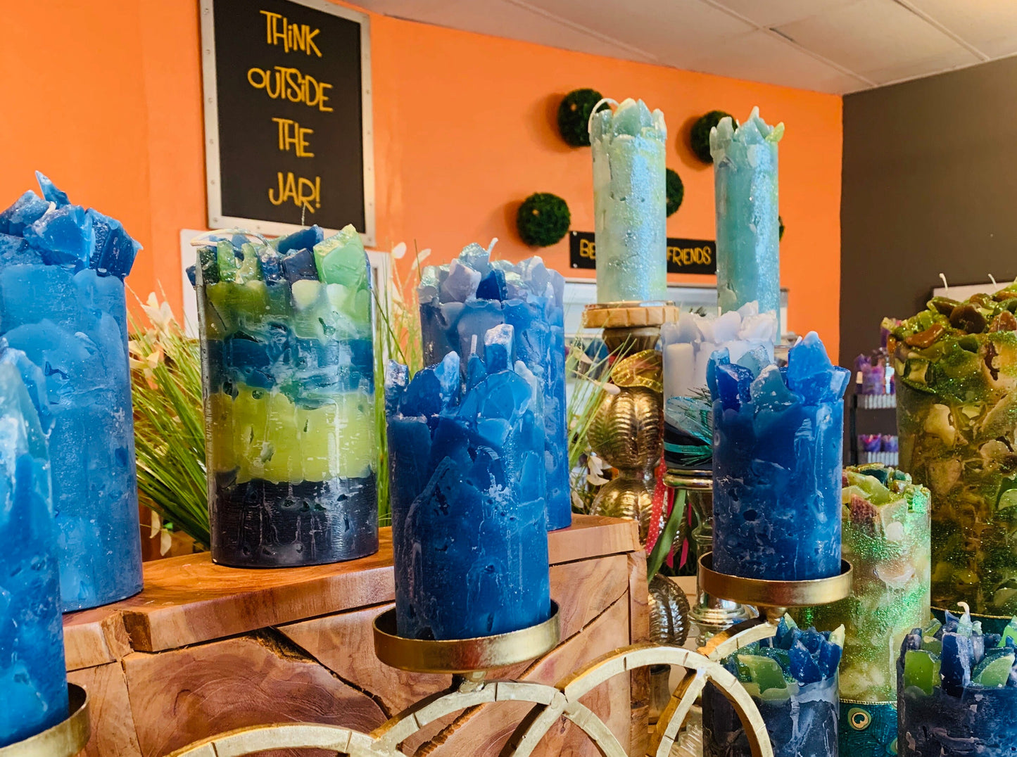 Blue Moon Royal Blue Fresh Nag Champa Scented Pillar Candle