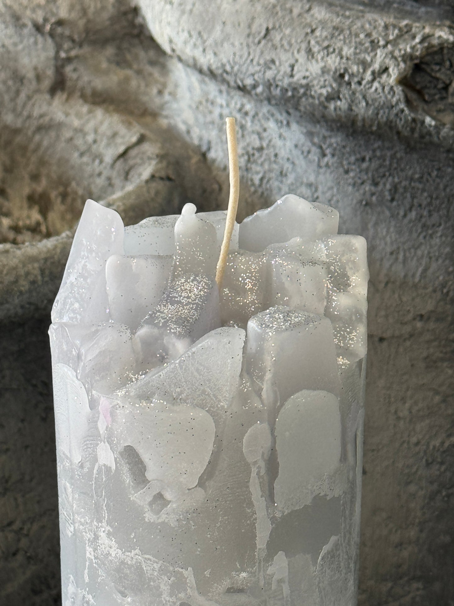 Winter Storm Gray Rain Linen Scented Pillar Candle