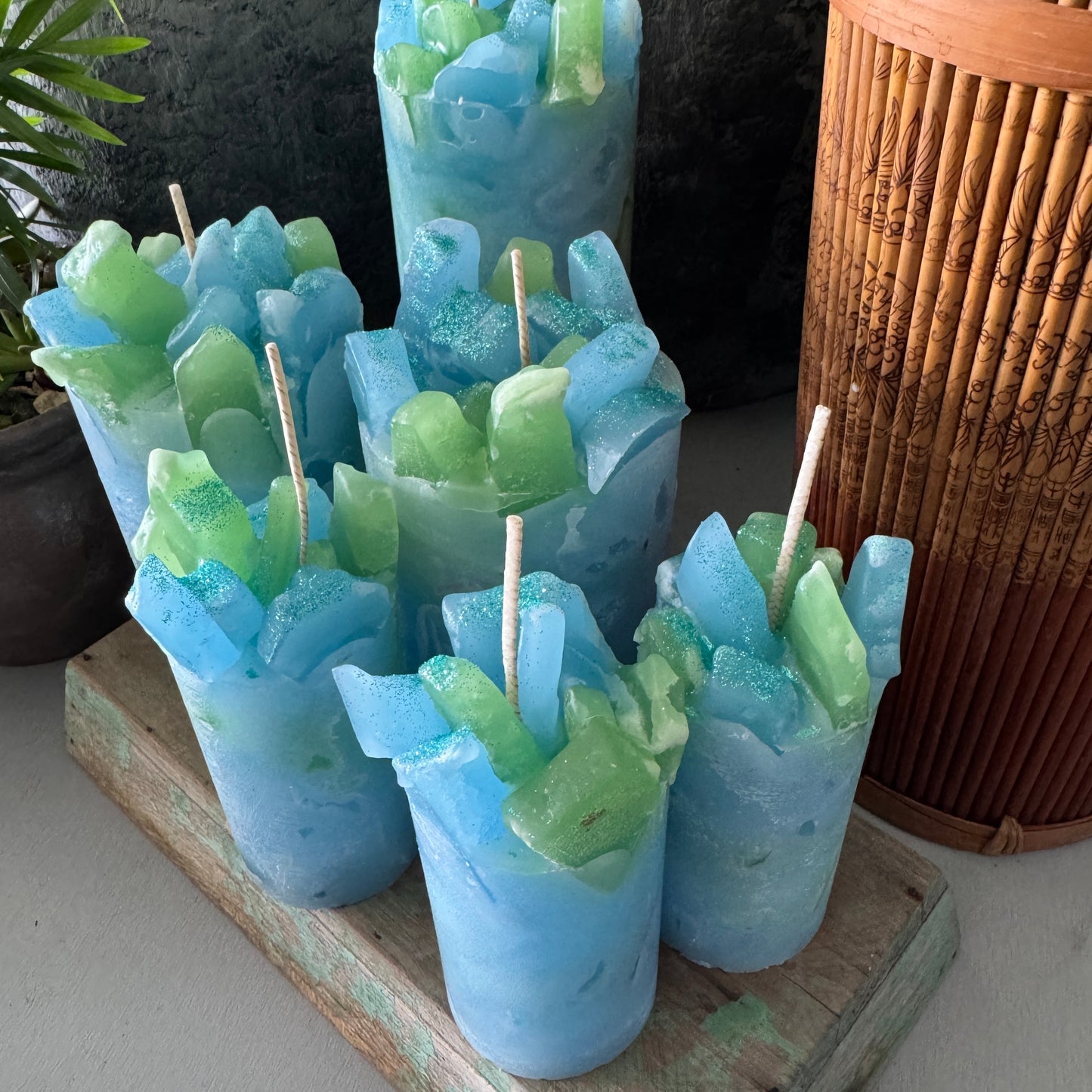 Summer Sky Light Blue Ocean Breeze Calming Scented Pillar Candle