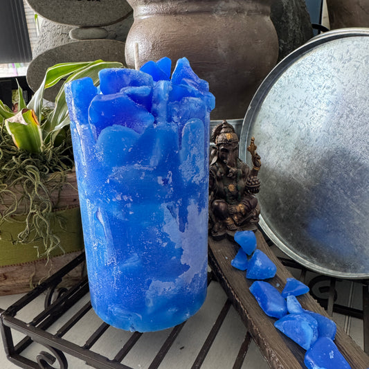 Blue Moon Royal Blue Fresh Nag Champa Scented Pillar Candle