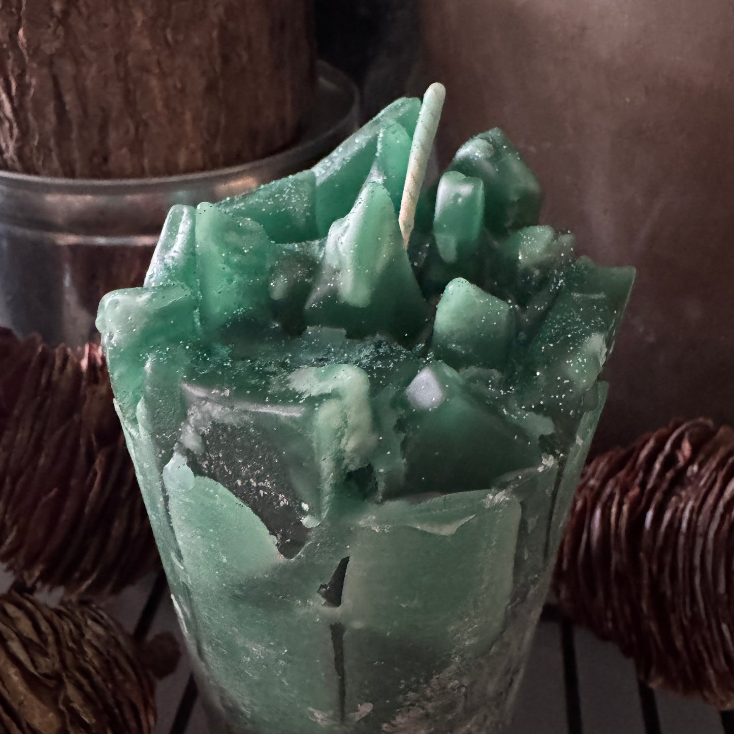 Crackling Pine Green Spruce Scented Pillar Candle