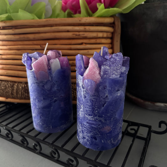 Petunia Floral Fuchsia & Purple Scented Pillar Candle