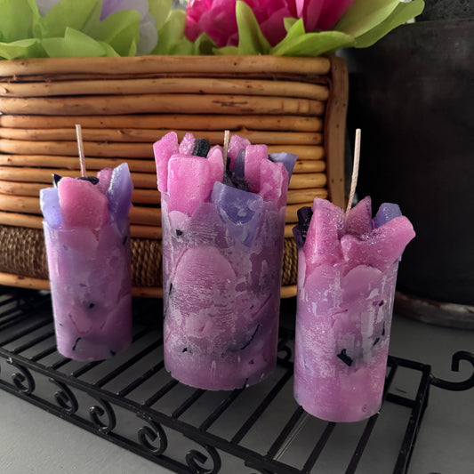 Fragrant Fuchsia Pink Sweet Pea Floral Scented Pillar Candle