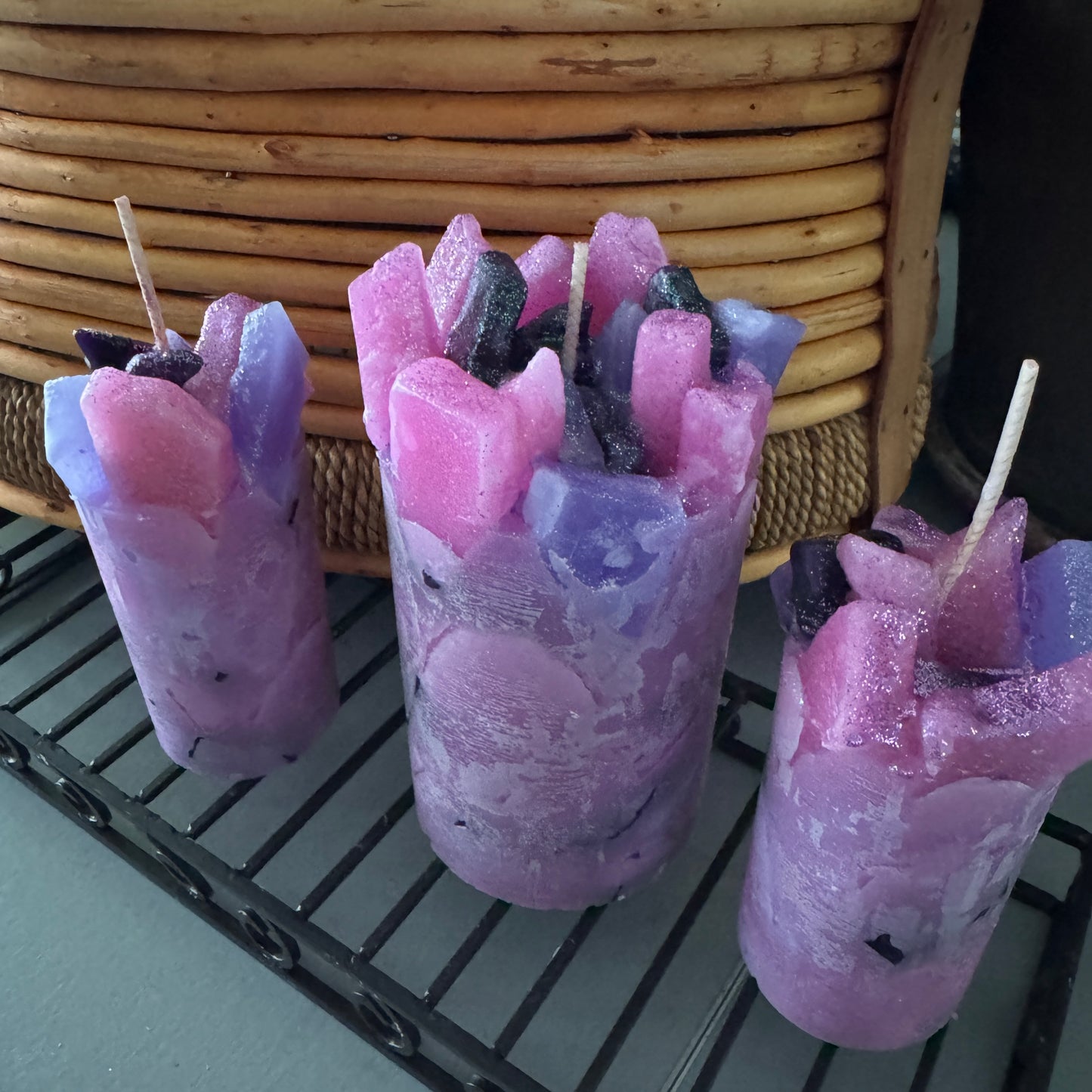 Fragrant Fuchsia Pink Sweet Pea Floral Scented Pillar Candle