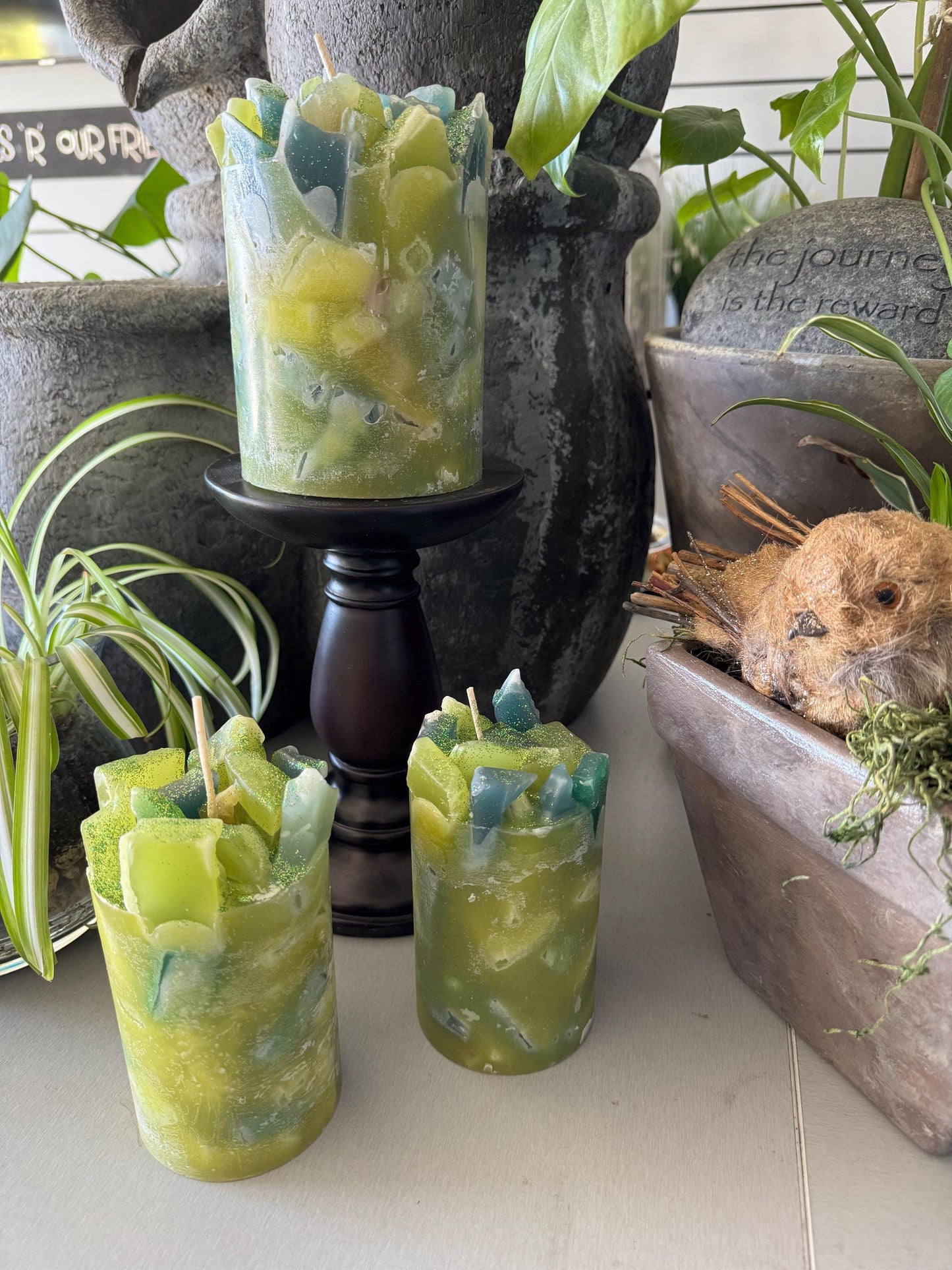 Gingered Oak Green Fresh Earthy Scented Pillar Candle