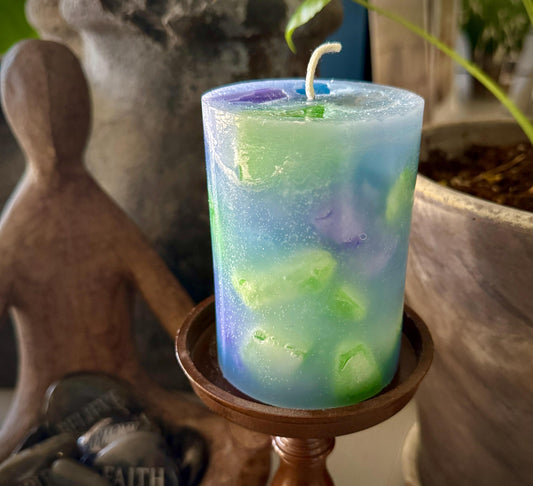 Summer Sky Calming Linen & Cotton Candle Chunk Candle